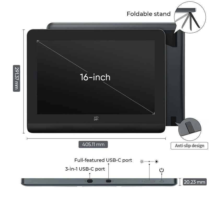 XPPen Artist Pro 16 (Gen 2) Graphics Tablet Monitor 16-inch Drawing Display 16K Pressure Levels 2.5K Resolution Windows Android