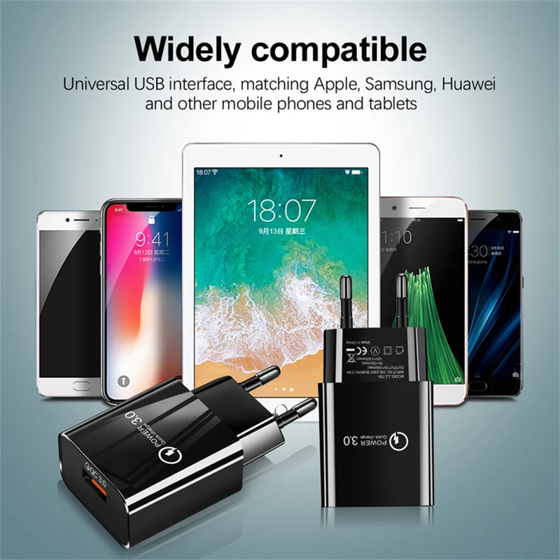 3A QC3.0 Fast Charger 18 USB Charger Quick Charge 3.0 Phone Charger for iPhone for Huawei Samsung Xiaomi Redmi EU US Plug