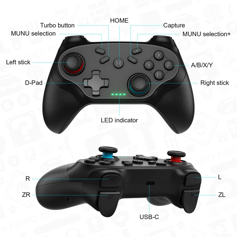 Wireless Controller For Pc/Switch/Oled/Ios/Android Bluetooth Gamepads Turbo Game Controller Vibration Control Console Remote