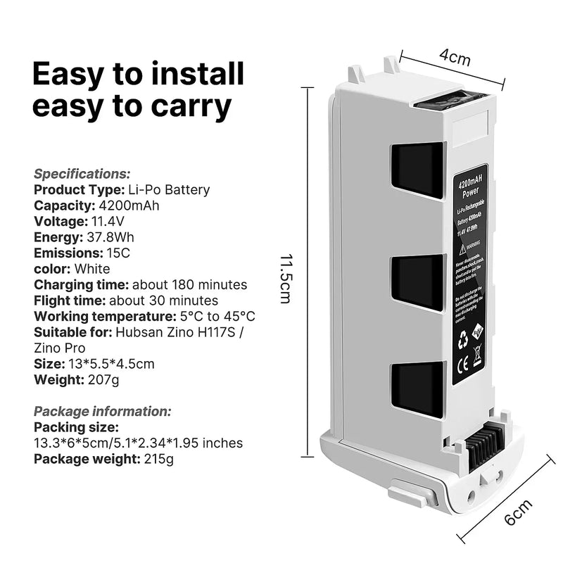 Big Promotion 4200mAh Battery for Hubsan H117S Zino GPS RC Quadcopter Spare Parts 11.4V Battery for RC Camera Drones