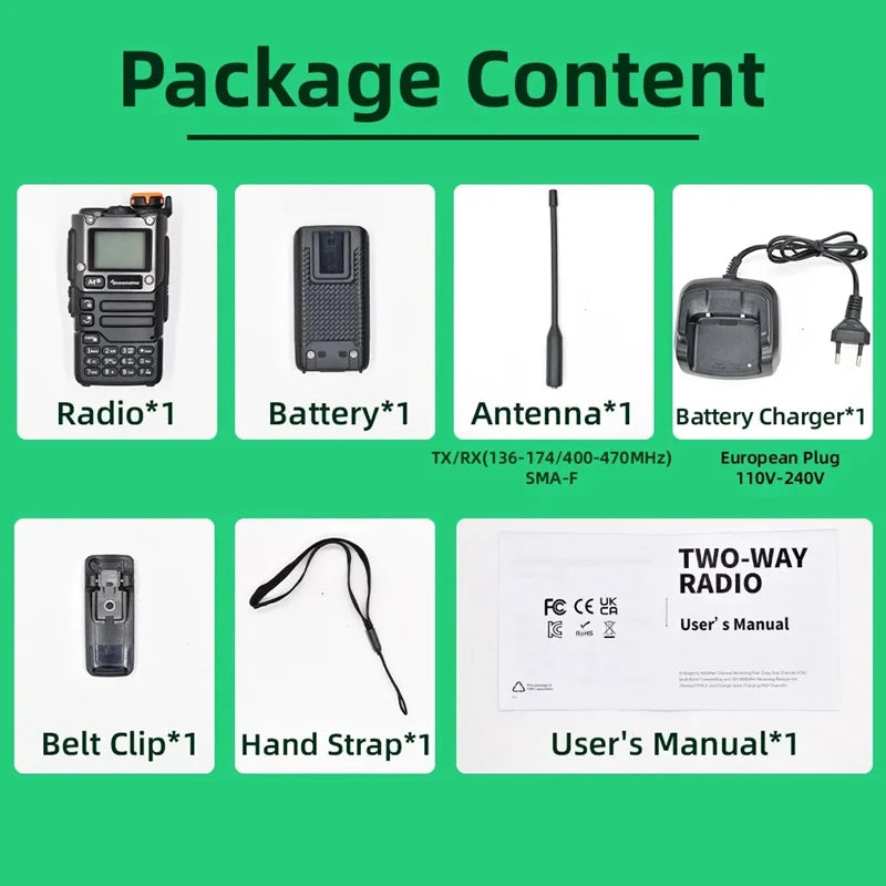 Quansheng UV-K6 Walkie Talkie 5W UV-K58 UV-K5(8) Two Way Radio 50-600MHz Full Band Receiving Type C Charge Air Band DTMF NOAA