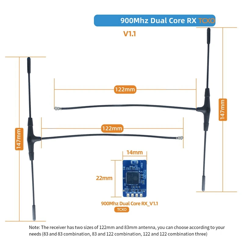 915Mhz 868Mhz ELRS RX Diversity Receiver Dual Core RX TCXO Dual Antenna For FPV Long Rang Racing Drone