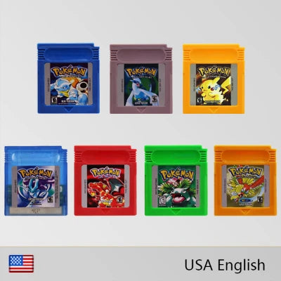 GBC Pokemon Series Game Cartridge 16-Bit Video Game Console Card Blue Crystal Green Gold Red Silver Yellow English for GBC/GBA