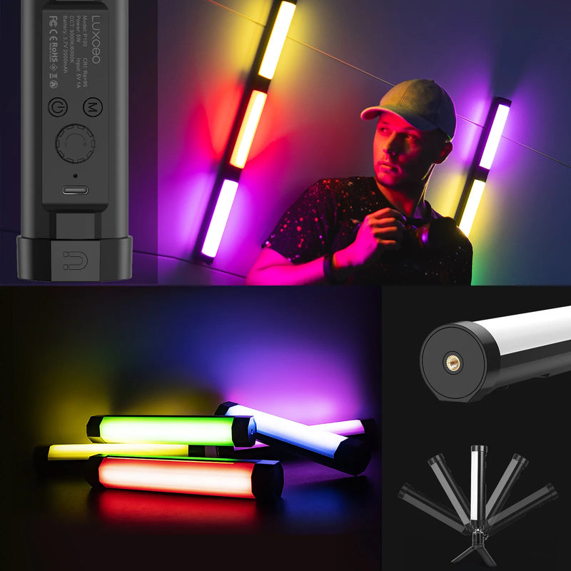 LUXCEO P100 Portable RGB Video Light Gamer Lamp 2000mAh Photo Video Shooting Selfie Lighting Fill-in lights for Vlog YouTube