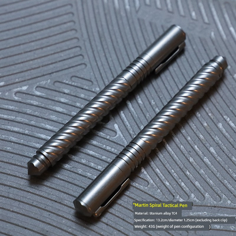 Spiral Two-in-One Interchangeable Titanium Alloy Pen Gel Pen Lamy Handwriting Attack Self-Defense Pen Martin Martin