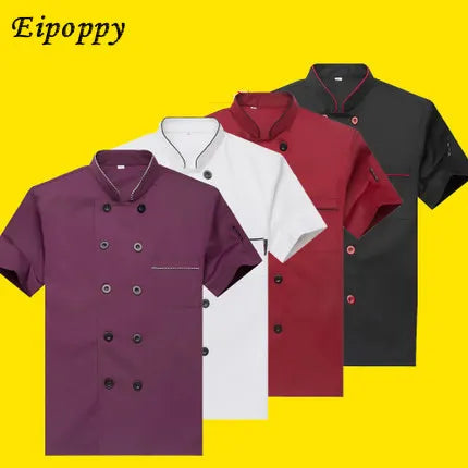 Summer Hotel Chef Jacket Food Service Short Sleeved Restauant Chef Uniform Double Breasted Chef Clothing Kitchen Cook Wear