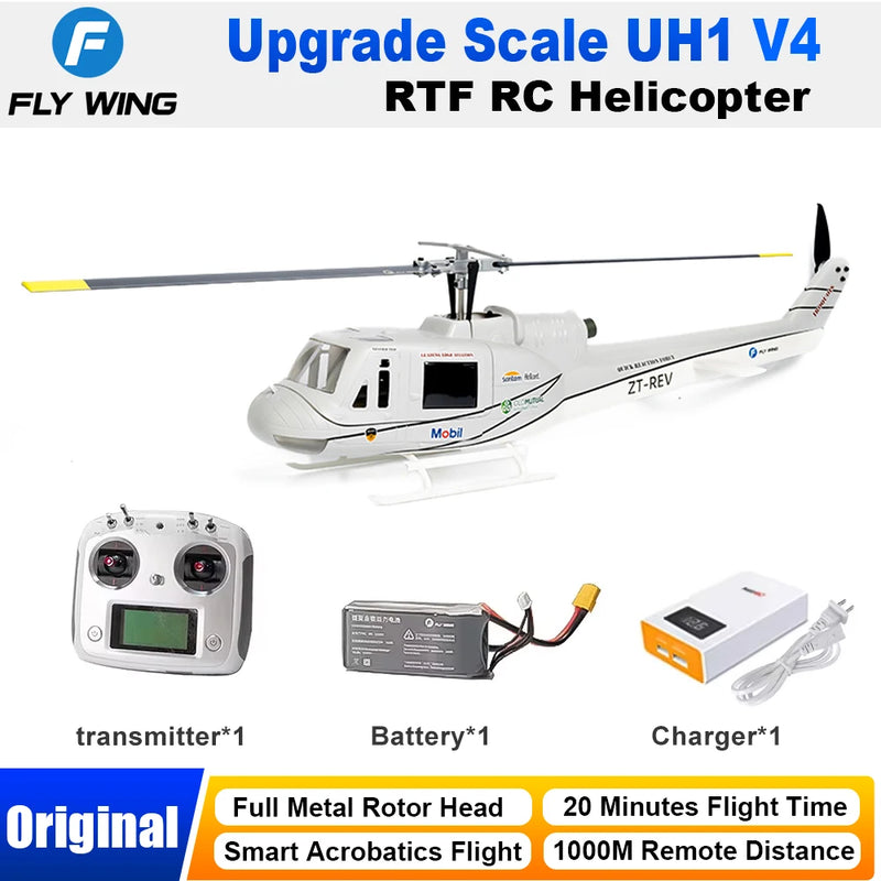 Upgrade Version FLYWING UH1 V4 Scale RC Helicopter 450 Helicopter H1 Flight Controller Altitude Hold RTF UH-1 V3 6CH Helicopter