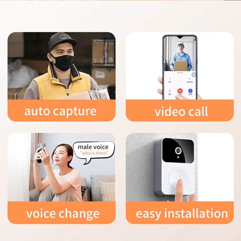 Wireless Camera Security Doorbell WiFi Outdoor HD Door Bell Night Vision Video Intercom Voice Change For Home Monitor Door Phone