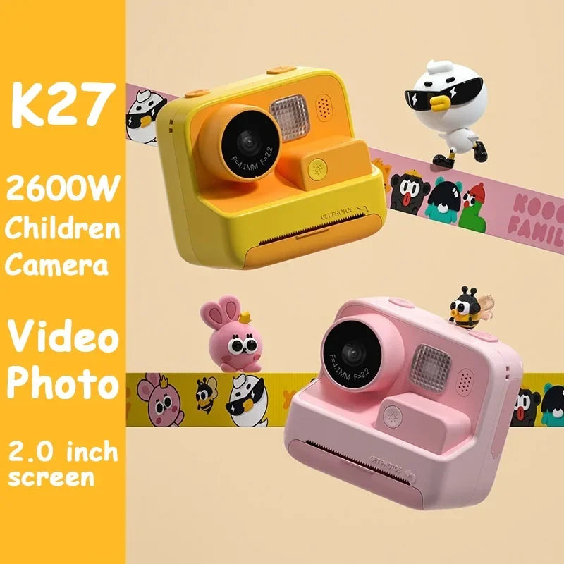 HD 1080P Video Photo Digital Camera child Cartoon Instant Camera Print Camera with Thermal Print Paper for Kid Christmas gift