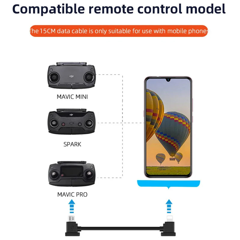 Data Cable OTG Remote Controller to Phone Tablet Connector USB TypeC IOS Extend for DJI MINI 4K/2/3 Pro/SE/Pro/Air/Mavic 2/3