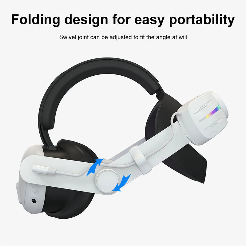 RGB Head Strap for Meta Quest 3 Comfortable Sponge Headwear Charging Headset with Built-in 8000mAh Batteries VR Accessories