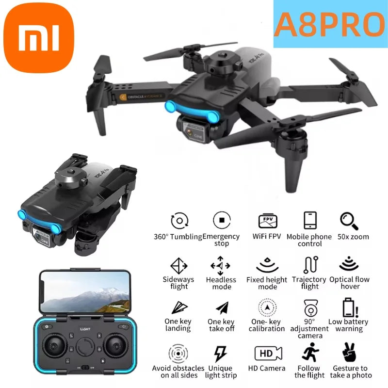 XIAOMI NEW A8 Pro Drone 4K HD Dual Camera GPS Professinal Aerial Photography Folding UAV WIFI RC Helicopter Obstacle Avoidance