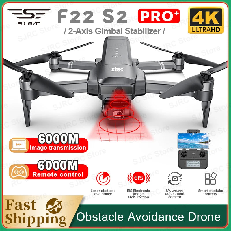 SJRC F22 S2 Pro+ FPV Drone 4K Profesional 2-Axis Gimbal Drones With Camera Obstacle Avoidance Foldable RC Quadcopter