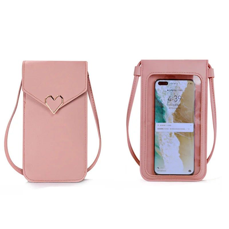 Fashion Ladies Small Crossbody Messenger Bags Touch Screen Cell Phone Purse Women Shoulder Phone Wallet Pu Leather Card Holder