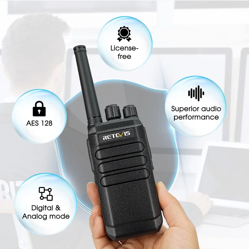 Retevis RT40 DMR Digital License-free Walkie Talkie PMR446 Analog Walkie-talkie 1 or 2 Pcs Portable Two-way Radio for Security