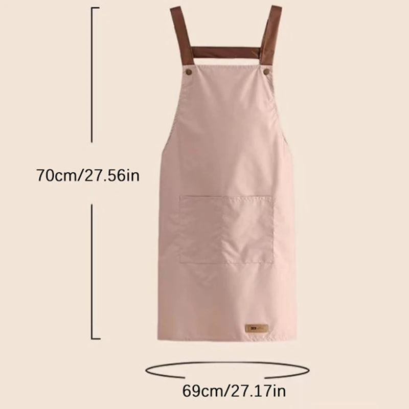 Perfessional Kitchen Apron Women Waterproof Fashion Apron with Pockets Women Taller Waiter Apron Chef Work Uniform