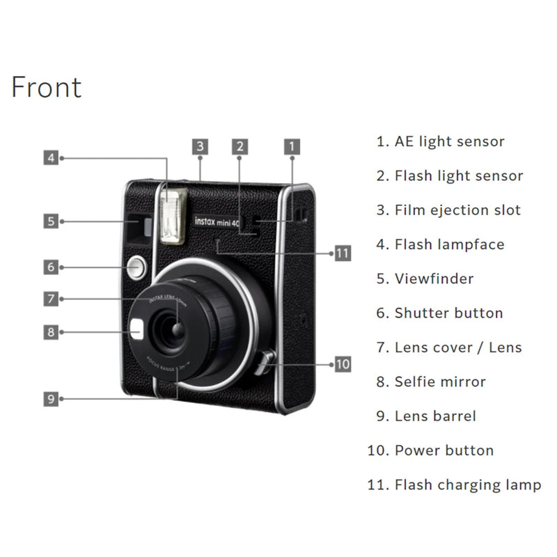 New Fujifilm Instax Mini 40 Instant Camera Black And Fuji Film Photo Paper / Fuji Ffilm Black And White Time Film Photo Paper