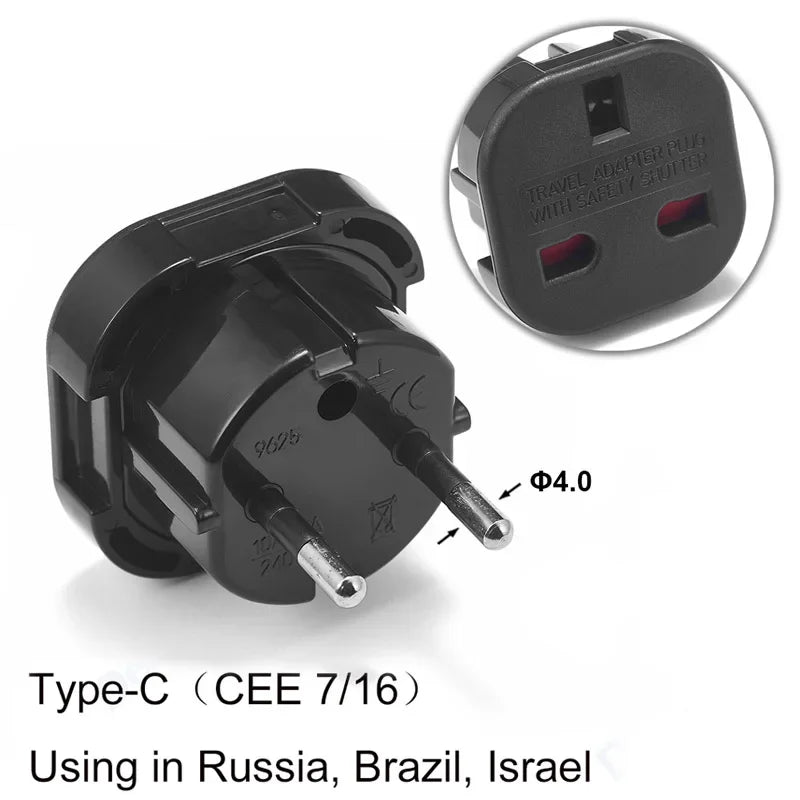 EU Plug Adapter AU UK US To EU Euro Plug Adapter Converter European Travel Adapter Australia USA CN to EU Electric Socket Outlet