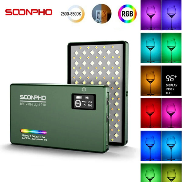 SOONPHO P10 LED RGB Video Light Professional CRI 97 Photographic Lighting 2500K-8500K Bi Color For Photo Studio Portable Lamp