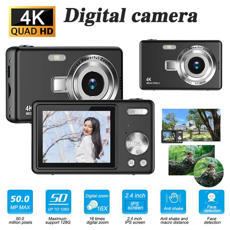 32G 4K HD 1080P Digital Camera 50MP Portable Vlogging Camera 16XZoom Camcorder Camera Children Camera Video Camera For Kid Adult