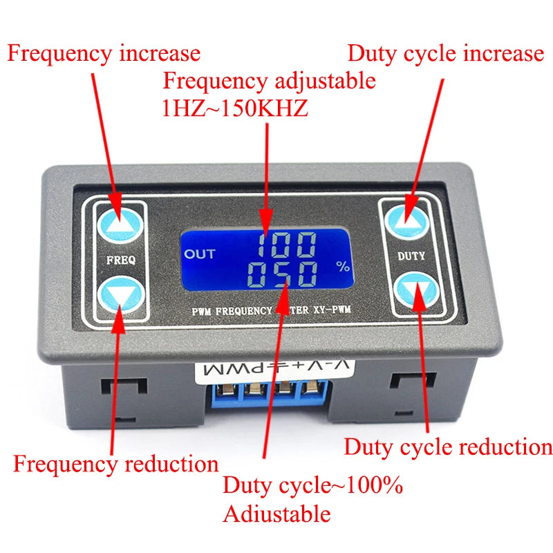 1HZ~150KHZ Signal Generator Digital Display PWM Pulse Frequency Duty Ratio Adjustable Square Wave Rectangular Signal Generator