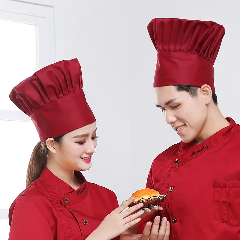 Kitchen Hats for Men's and Women's Hotel Restaurant Cook's Cap Waiter Chef  Work Caps Cake Supplies Cotton Cloth  Mushroom Hat