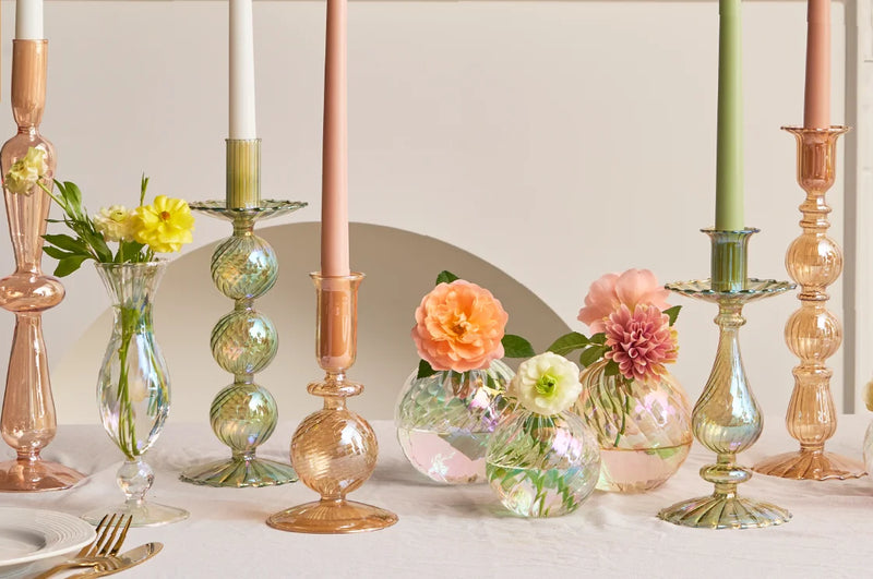 Floriddle Retro Candlesticks Taper Candle Holders Tall Candlesticks Decoration Party Glass Vase Home Decor Wedding Decoration