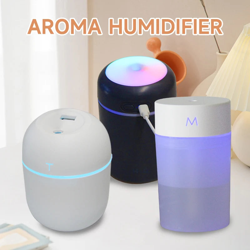 Mini Ultrasonic Air Humidifier Portable USB Aroma Diffuser Car Essential Oil Humidifier Home Scent Diffuser with LED Lights