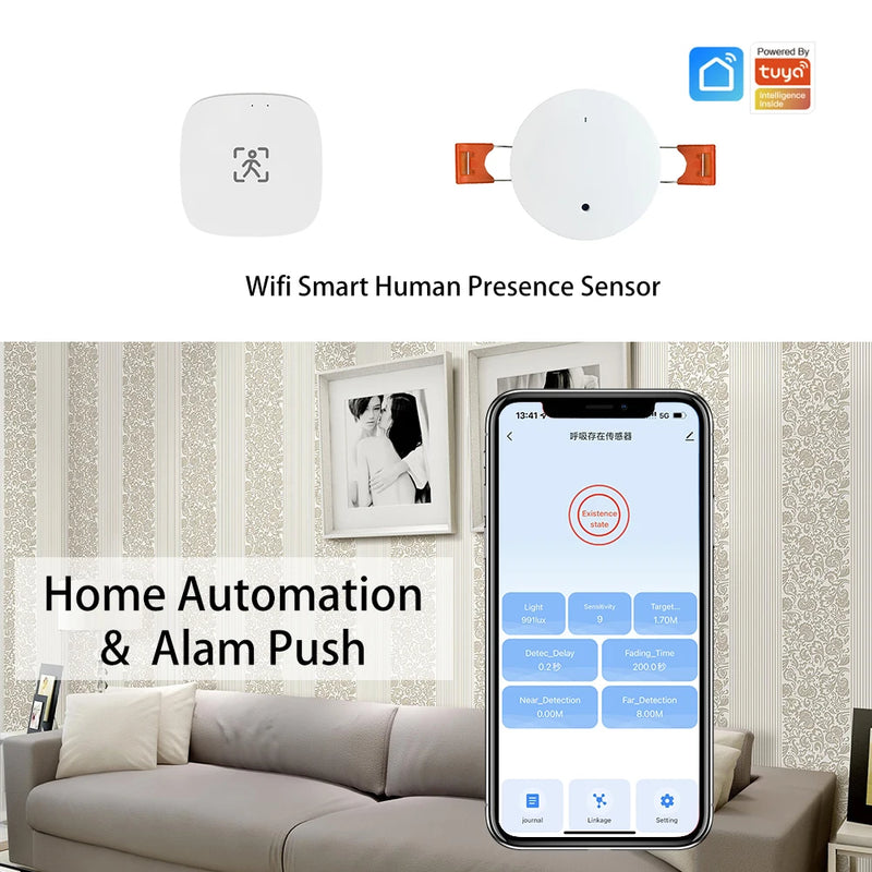 Wifi MmWave Human Presence Motion Sensor With Luminance/Distance Detection Celling/Wall Mount Tuya Smart Life Home Automation