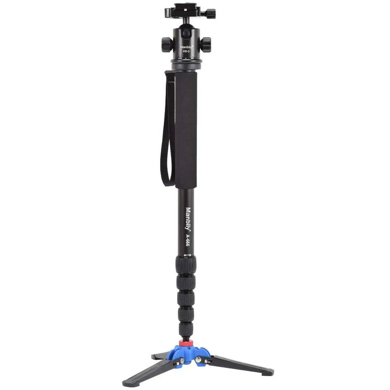 Manbily A-666 Professional Portable Travel DSLR Camera Monopod Tripod Stand KB-0 Ballhead M2 Stand Base Max Height 1.8m