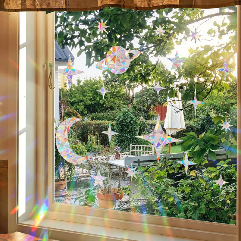 Rainbow Suncatcher Window Stickers PVC Cat Butterfly Ghost Prism Glass Wall Sticker Home Bedroom Decoration Self Adhesive Decal