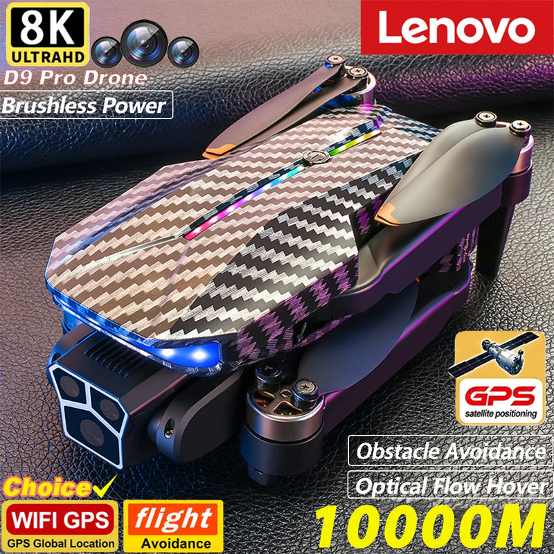 Lenovo D9 DRONE 8K Three Camera Brushless Motor Professional 4K Camera Obstacle Avoidance Optical Flow RC Quadcopter Gifts Toys