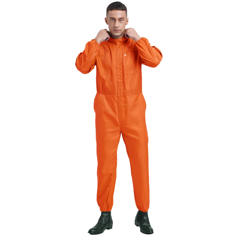 Mens Front Half Zipper Big Pockets Overalls Jumpsuit Dungarees Workshop Worker Dustproof Hooded Coverall Mechanic Uniform