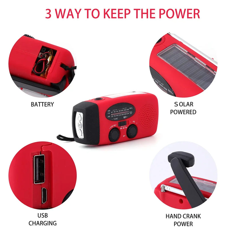 Multifunctional Generator Eletricity 2000mAh SOS Emergency Radio Hand Crank Radio Global receiver LED Torch Reading Light