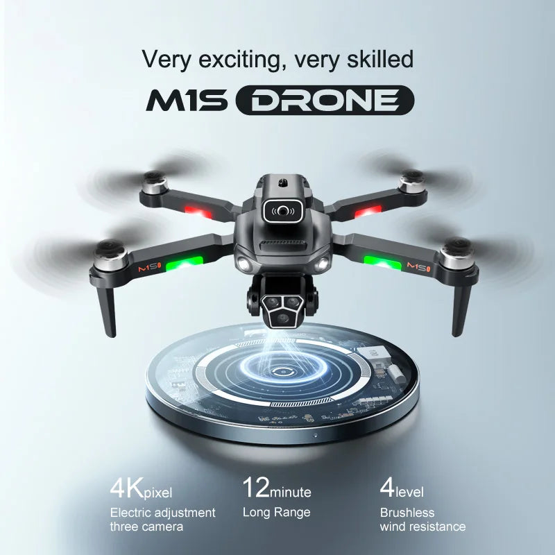 New M1s Mini Drone 4K Professinal Three Camera Wide Angle Optical Flow Localization Four-way Obstacle Avoidance RC Quadcopter