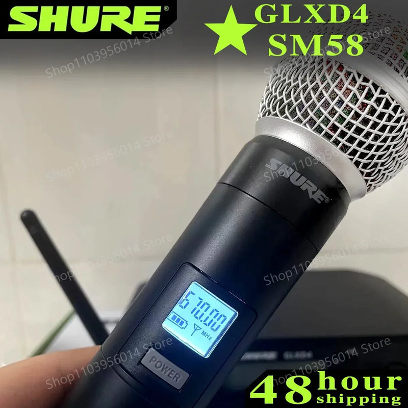 Shure GLXD4 SM58 Wireless 2 Handheld Microphone UHF Dynamic Professional Party Stage Karaoke Microphone GLXD4 SM58 Wireless Mic