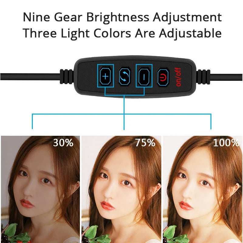 16cm LED Ring Lights Round Lamp Selfie Live Streaming USB Desktop Clip for Youtube Macbook PC Laptop Computer Tiktok Stream