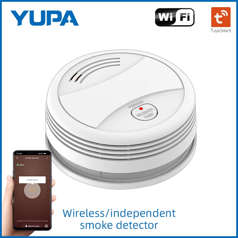 YUPA Tuya WIFI Fire Smoke Detector Security Alarm System For Garden Smoke House Home Office SmartLife APP Control Fire Alarm