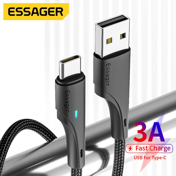 Essager USB Type C Cable Data Wire 3A Fast Charger For Xiaomi Huawei Redmi Mate Samsung USBC Cable C Mobile Phone Charging Cord