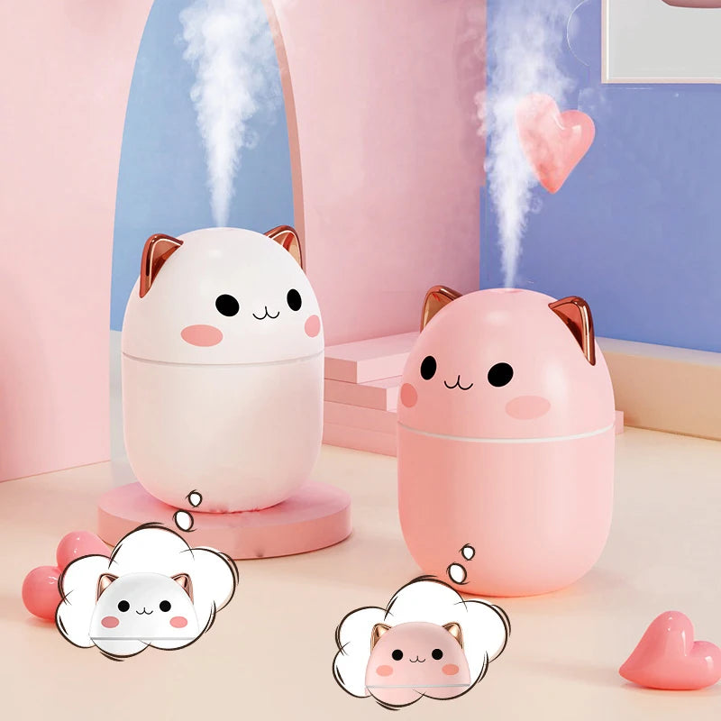 220ml Air Humidifier Cute Pet Mini Household Small Aromatherapy Car Creativity Bear USB Humidifier LED Night Lamp