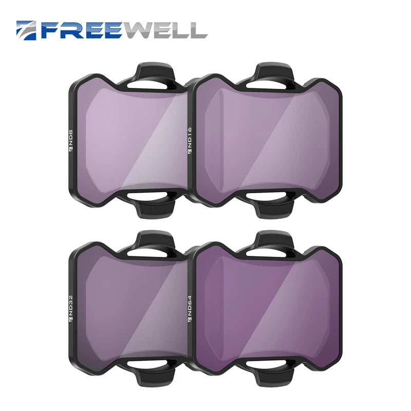 Freewell Professional Drone ND Filter Standard Day 4Pcs/Set ND8 ND16 ND32 ND64 Compatible Avata 2 Camera Photography Accessories