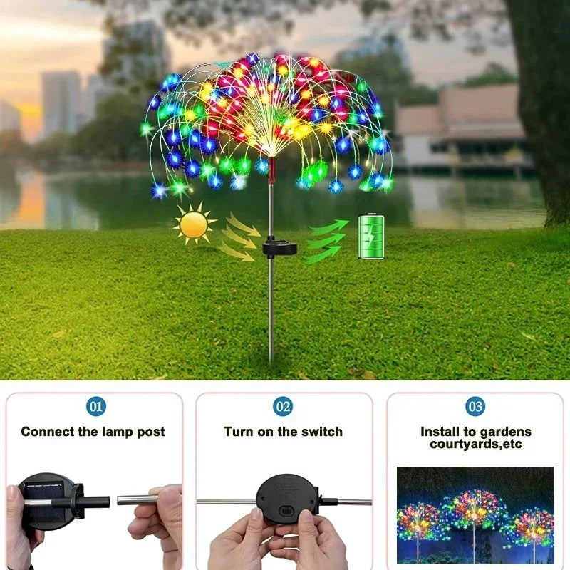 1/2/4/6Pcs Solar LED Firework Fairy Lights Outdoor IP65Waterproof Garden Decoration Lawn Pathway Solar Lamp For Patio Yard Party