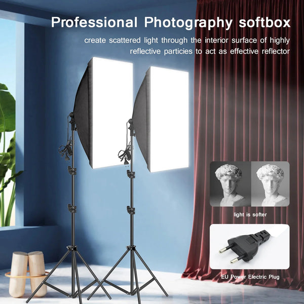 Professional Photography softbox Lighting 50x70cm soft box Tripod Photographic Bulb Continuous Light System for Photo studio