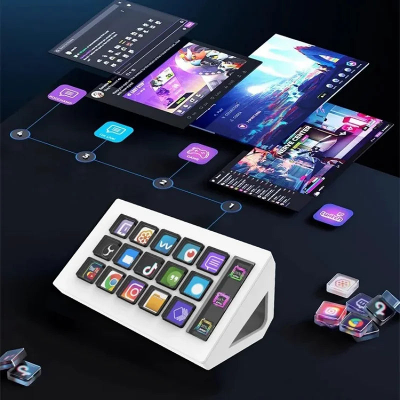 Stream Deck Controller Production For Livestream Video Design Custom Macro Lcd Keys Info Displa Twitch Actions Obs,Black/White