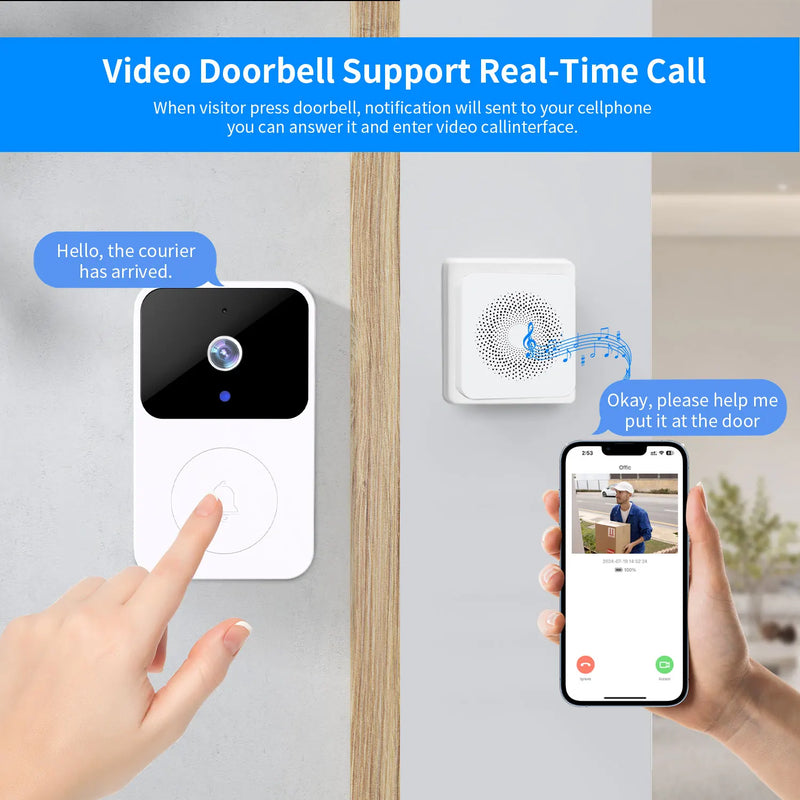 IP65 Waterproof 2.4G WiFi Video Doorbell 1080P Tuya Smart Home Wireless Intercom Camera Door Bell for Security Protection