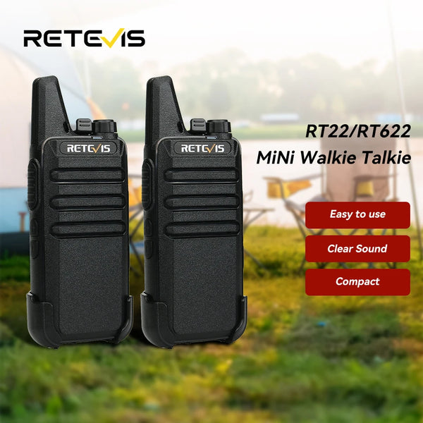 RETEVIS 2 pcs Mini Walkie Talkie PMR 446 Portable Two-way Radio ht PTT Walkie-talkies RT622 Portable Radio for Hunting Cafe RT22