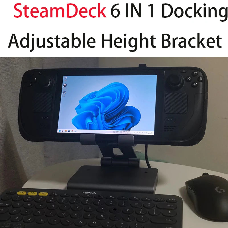 6 IN 1 Docking Station For ROG ALLY SteamDeck Game Console AOKZOE OneXPlayer 2 2Pro Dock Adjustable Height Dock Bracket 4K 60HZ