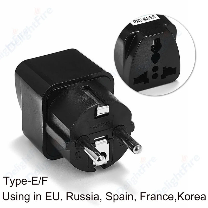 EU Plug Adapter CN American US To EU Euro European Korea Russia FR Universal Travel Adapter 2Pin AC Converter Power Adaptor