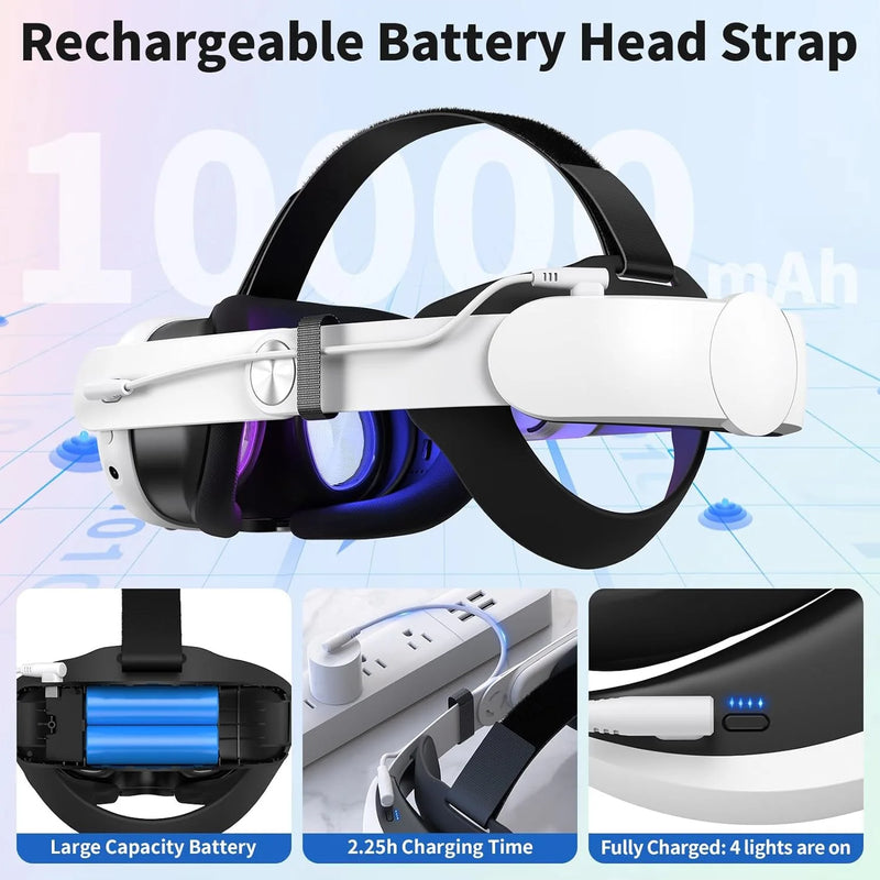 Elite Strap for Meta Quest 3 VR Headset Replacement Head Strap with 10000mAh Battery Extend VR Playtime for Quest 3 Accessories