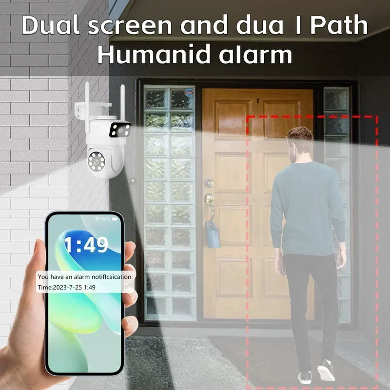 8MP Dual Lens WIFI Camera PTZ 4K  Full HD Dual Screen Ai Human Auto Tracking Outdoor 4MP Security Video Surveillance Tuya Camera